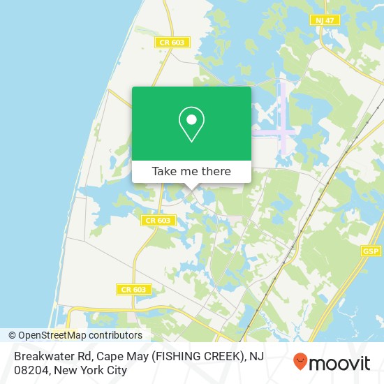 Mapa de Breakwater Rd, Cape May (FISHING CREEK), NJ 08204