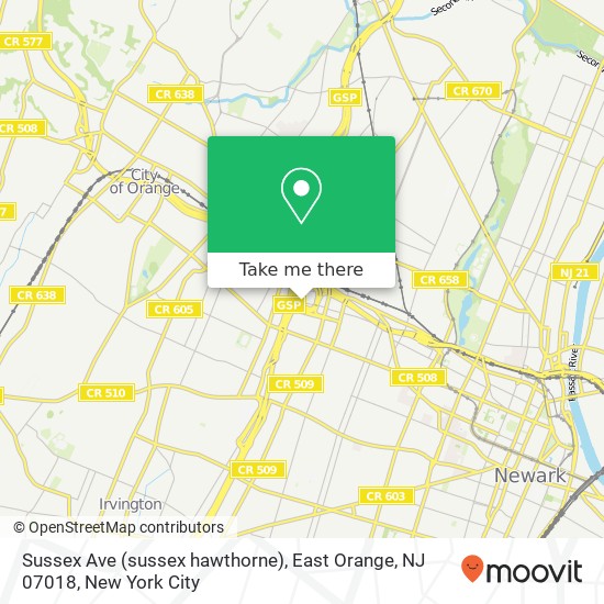 Sussex Ave (sussex hawthorne), East Orange, NJ 07018 map