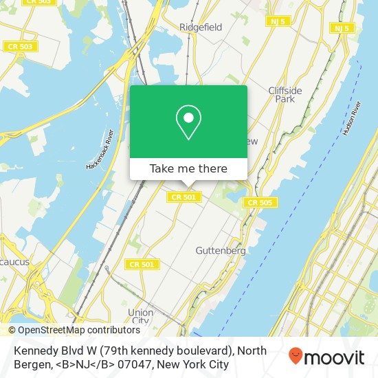 Kennedy Blvd W (79th kennedy boulevard), North Bergen, <B>NJ< / B> 07047 map
