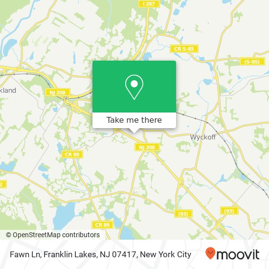 Mapa de Fawn Ln, Franklin Lakes, NJ 07417