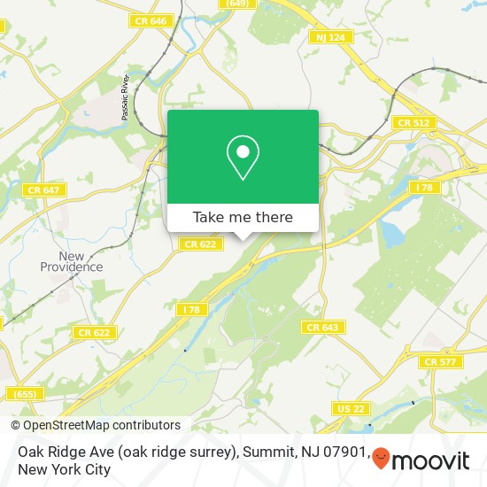 Mapa de Oak Ridge Ave (oak ridge surrey), Summit, NJ 07901