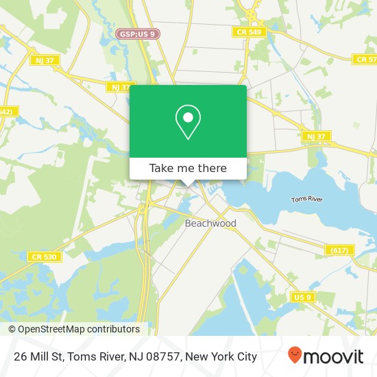 Mapa de 26 Mill St, Toms River, NJ 08757