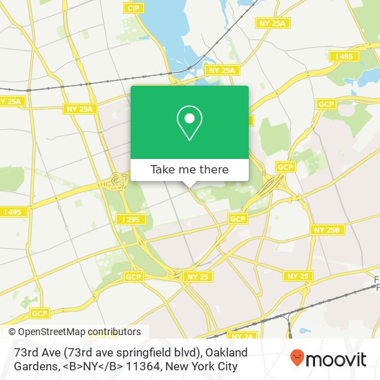 73rd Ave (73rd ave springfield blvd), Oakland Gardens, <B>NY< / B> 11364 map