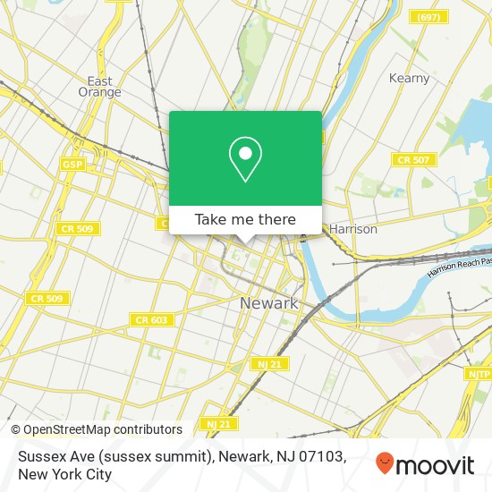 Mapa de Sussex Ave (sussex summit), Newark, NJ 07103