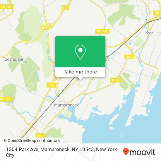 Mapa de 1304 Park Ave, Mamaroneck, NY 10543