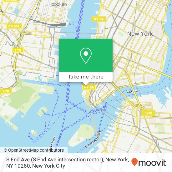 Mapa de S End Ave (S End Ave intersection rector), New York, NY 10280