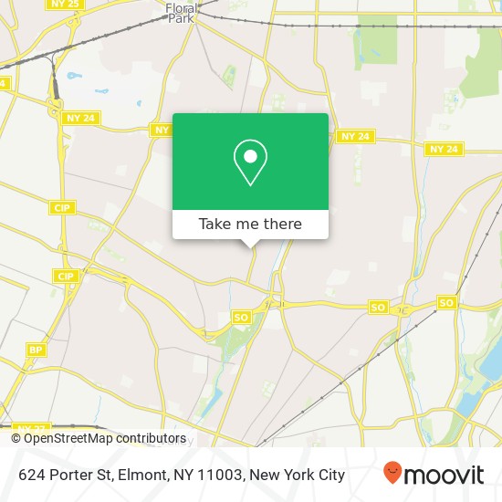 Mapa de 624 Porter St, Elmont, NY 11003