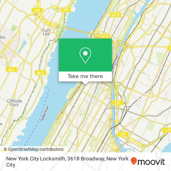 New York City Locksmith, 3618 Broadway map