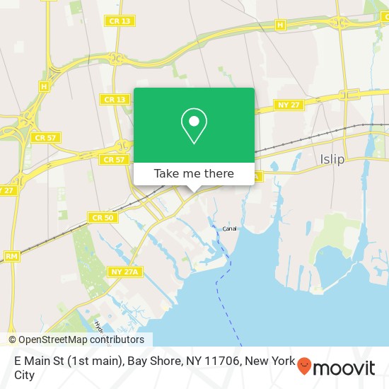 Mapa de E Main St (1st main), Bay Shore, NY 11706