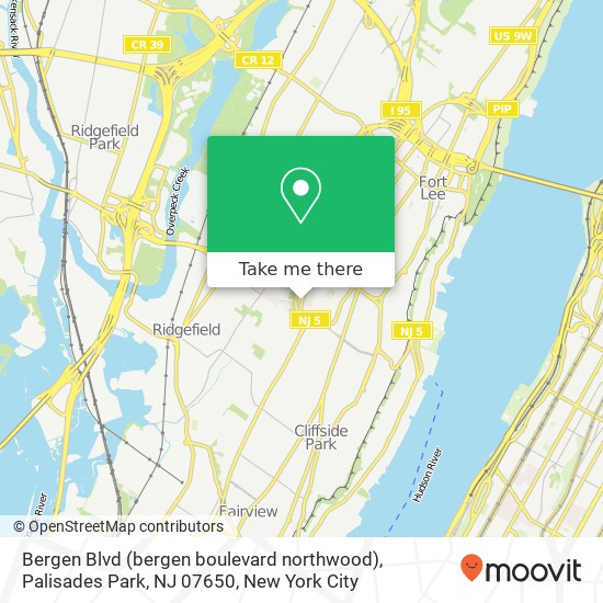 Mapa de Bergen Blvd (bergen boulevard northwood), Palisades Park, NJ 07650