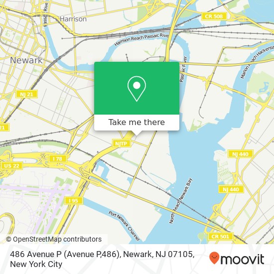 Mapa de 486 Avenue P (Avenue P,486), Newark, NJ 07105
