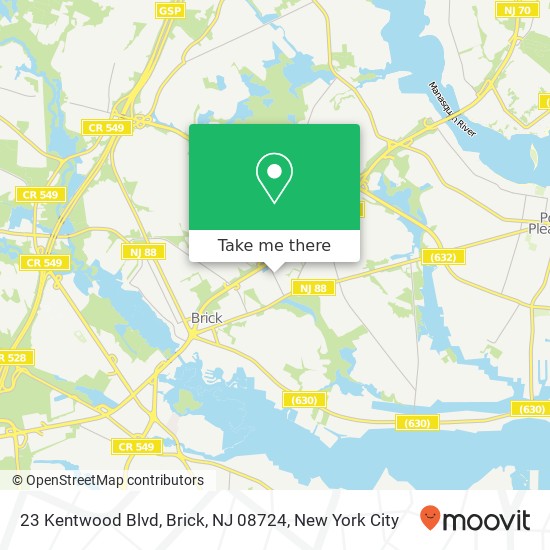 Mapa de 23 Kentwood Blvd, Brick, NJ 08724