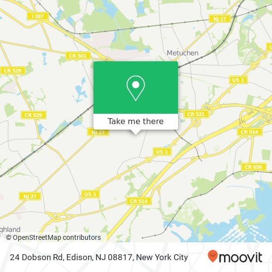 Mapa de 24 Dobson Rd, Edison, NJ 08817