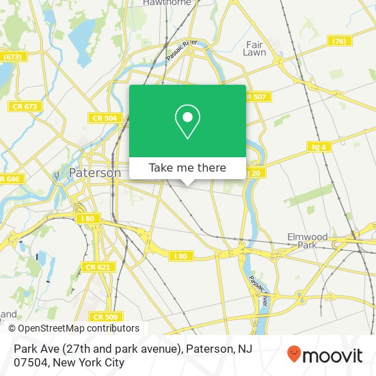 Mapa de Park Ave (27th and park avenue), Paterson, NJ 07504