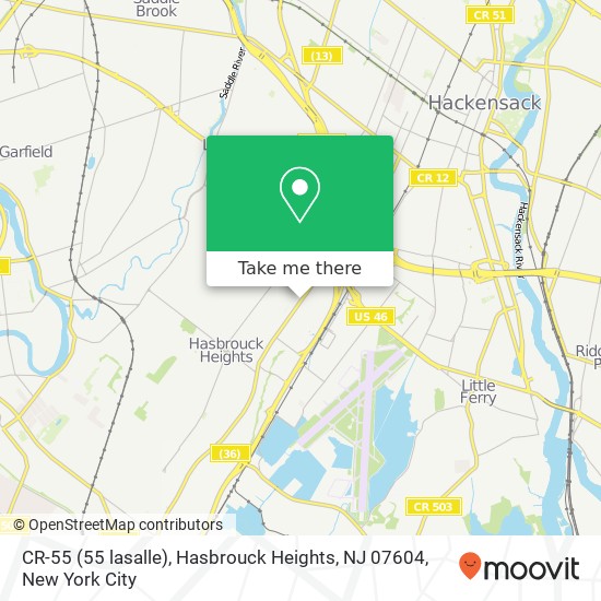 Mapa de CR-55 (55 lasalle), Hasbrouck Heights, NJ 07604