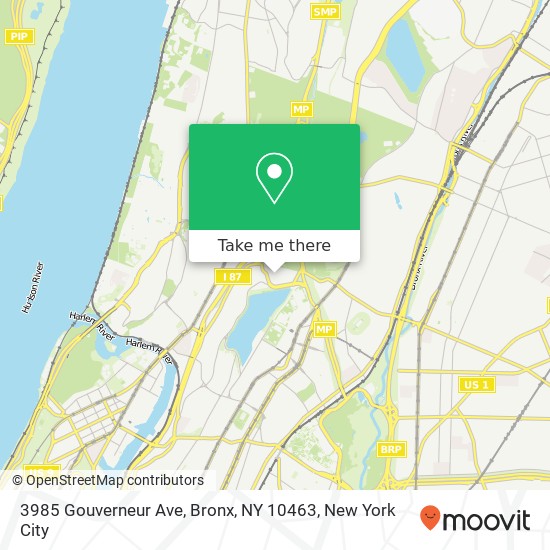Mapa de 3985 Gouverneur Ave, Bronx, NY 10463