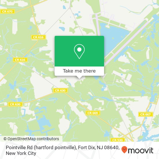 Mapa de Pointville Rd (hartford pointville), Fort Dix, NJ 08640