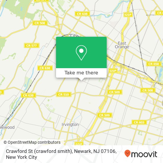 Mapa de Crawford St (crawford smith), Newark, NJ 07106