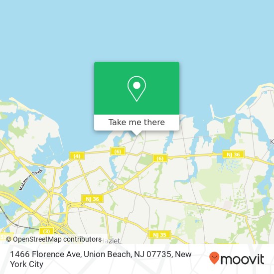Mapa de 1466 Florence Ave, Union Beach, NJ 07735