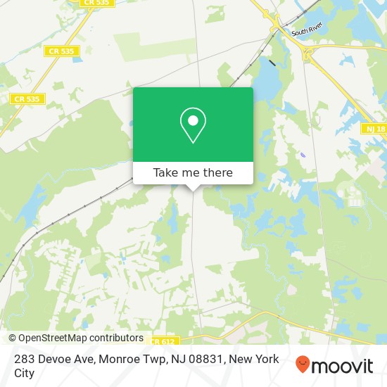 Mapa de 283 Devoe Ave, Monroe Twp, NJ 08831