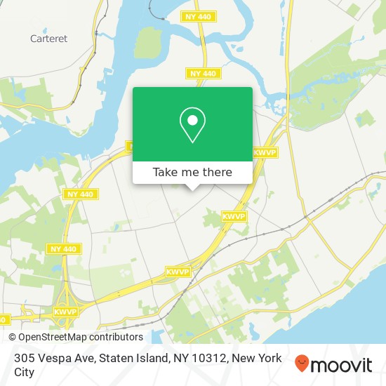 Mapa de 305 Vespa Ave, Staten Island, NY 10312