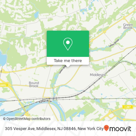 Mapa de 305 Vesper Ave, Middlesex, NJ 08846