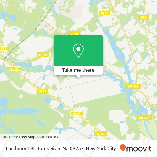 Mapa de Larchmont St, Toms River, NJ 08757