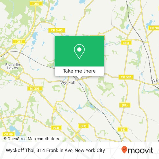 Mapa de Wyckoff Thai, 314 Franklin Ave