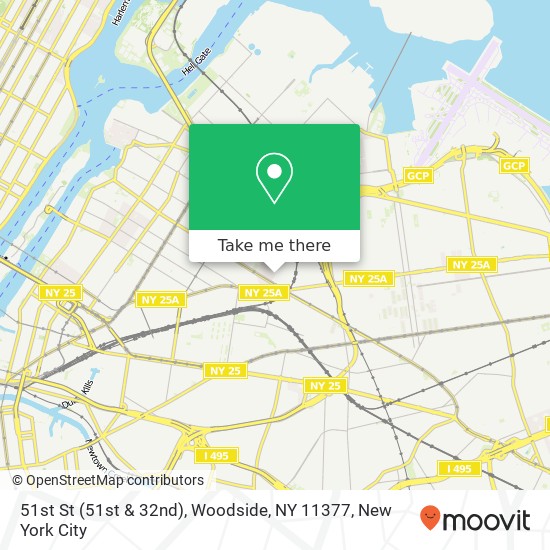 Mapa de 51st St (51st & 32nd), Woodside, NY 11377