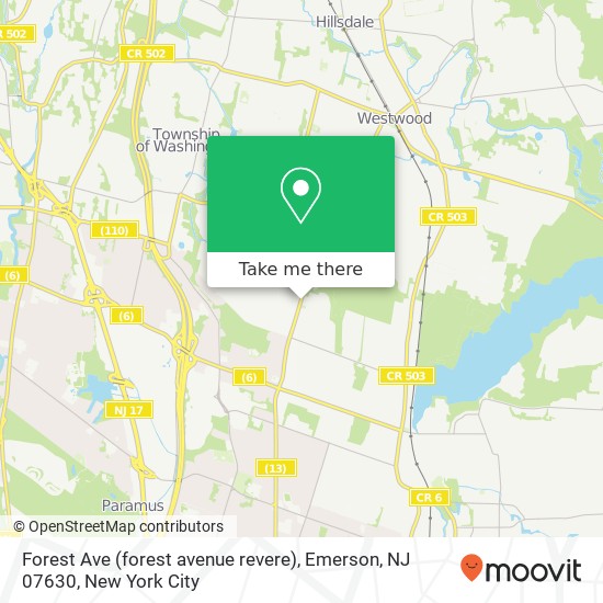 Mapa de Forest Ave (forest avenue revere), Emerson, NJ 07630