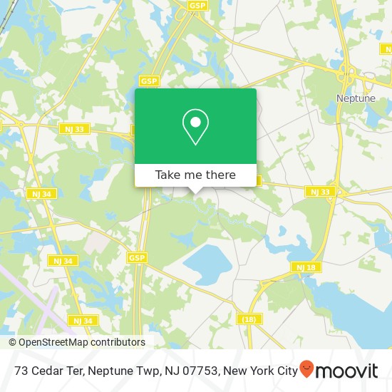 Mapa de 73 Cedar Ter, Neptune Twp, NJ 07753