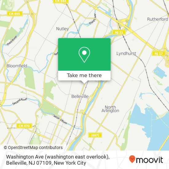 Mapa de Washington Ave (washington east overlook), Belleville, NJ 07109