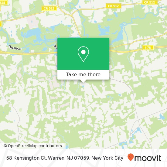 Mapa de 58 Kensington Ct, Warren, NJ 07059