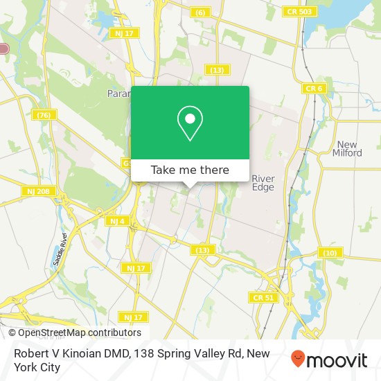 Robert V Kinoian DMD, 138 Spring Valley Rd map