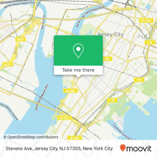 Stevens Ave, Jersey City, NJ 07305 map