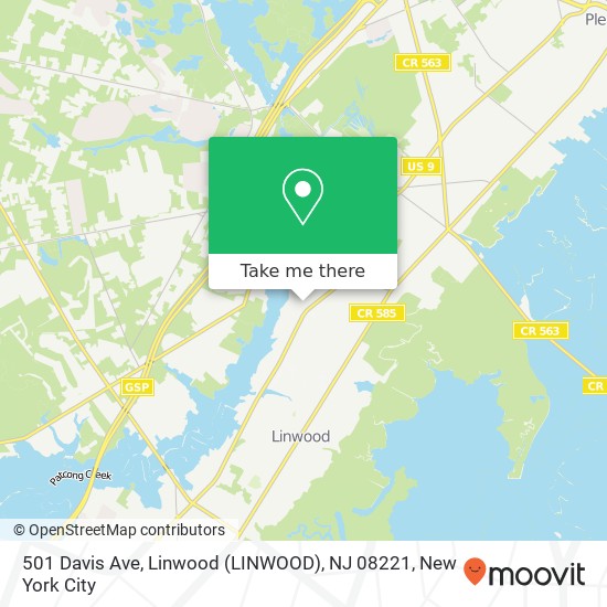 Mapa de 501 Davis Ave, Linwood (LINWOOD), NJ 08221