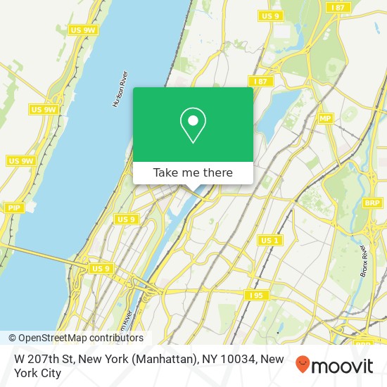 Mapa de W 207th St, New York (Manhattan), NY 10034