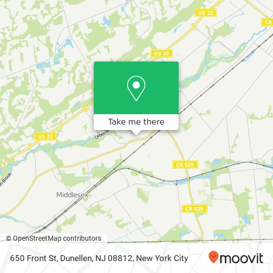 Mapa de 650 Front St, Dunellen, NJ 08812