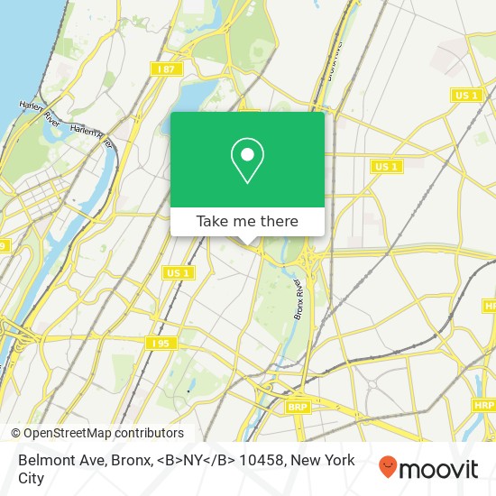 Mapa de Belmont Ave, Bronx, <B>NY< / B> 10458