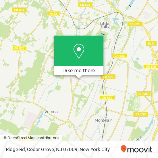 Mapa de Ridge Rd, Cedar Grove, NJ 07009