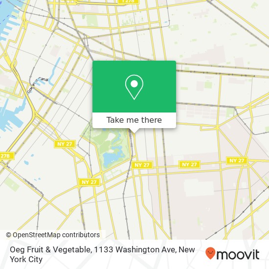 Mapa de Oeg Fruit & Vegetable, 1133 Washington Ave