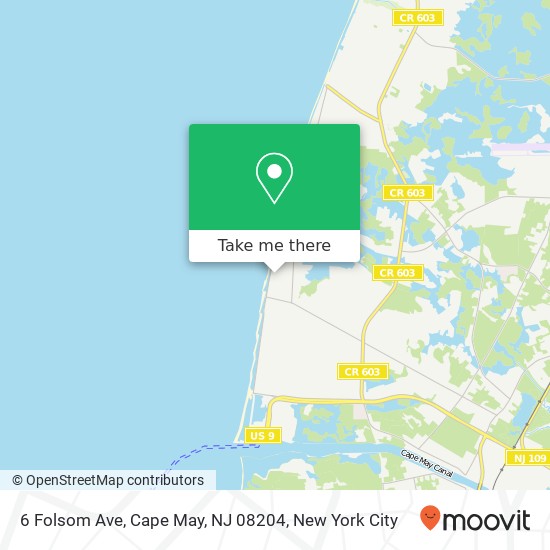 Mapa de 6 Folsom Ave, Cape May, NJ 08204