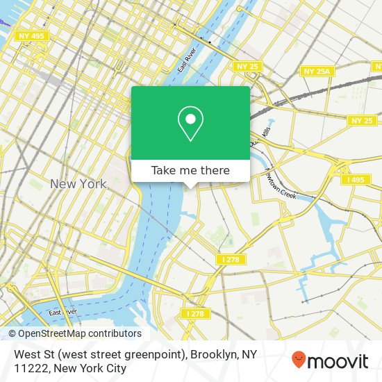 Mapa de West St (west street greenpoint), Brooklyn, NY 11222