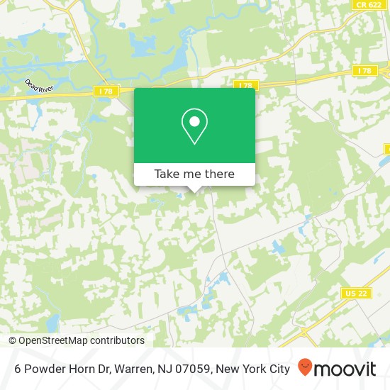 Mapa de 6 Powder Horn Dr, Warren, NJ 07059