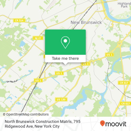 Mapa de North Brunswick Construction Matrls, 795 Ridgewood Ave