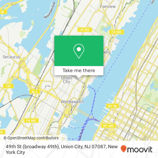 Mapa de 49th St (broadway 49th), Union City, NJ 07087