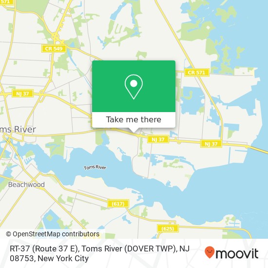 Mapa de RT-37 (Route 37 E), Toms River (DOVER TWP), NJ 08753