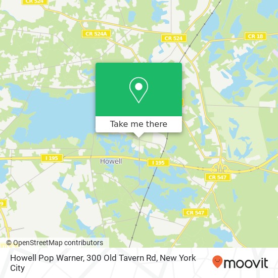 Howell Pop Warner, 300 Old Tavern Rd map