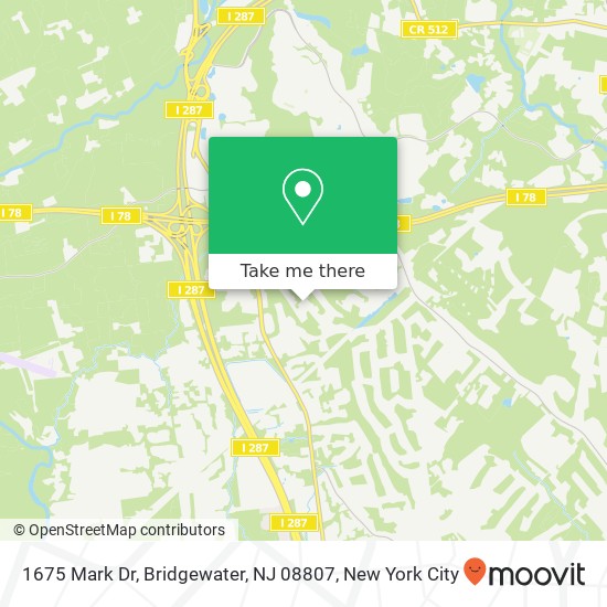 Mapa de 1675 Mark Dr, Bridgewater, NJ 08807