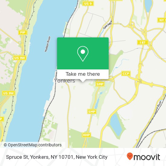 Mapa de Spruce St, Yonkers, NY 10701